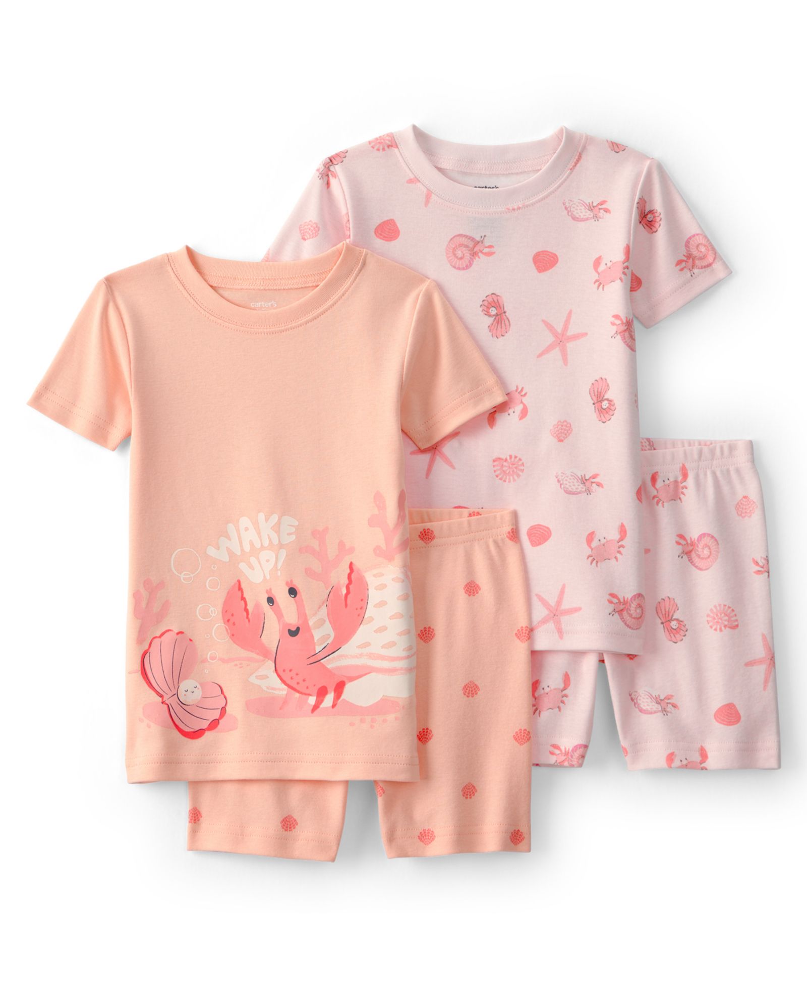 Комплект одежды для новорожденных Carter's Baby Girls' Short-Sleeve T-Shirt and Shorts Sleep & Play, 4-Piece Set
