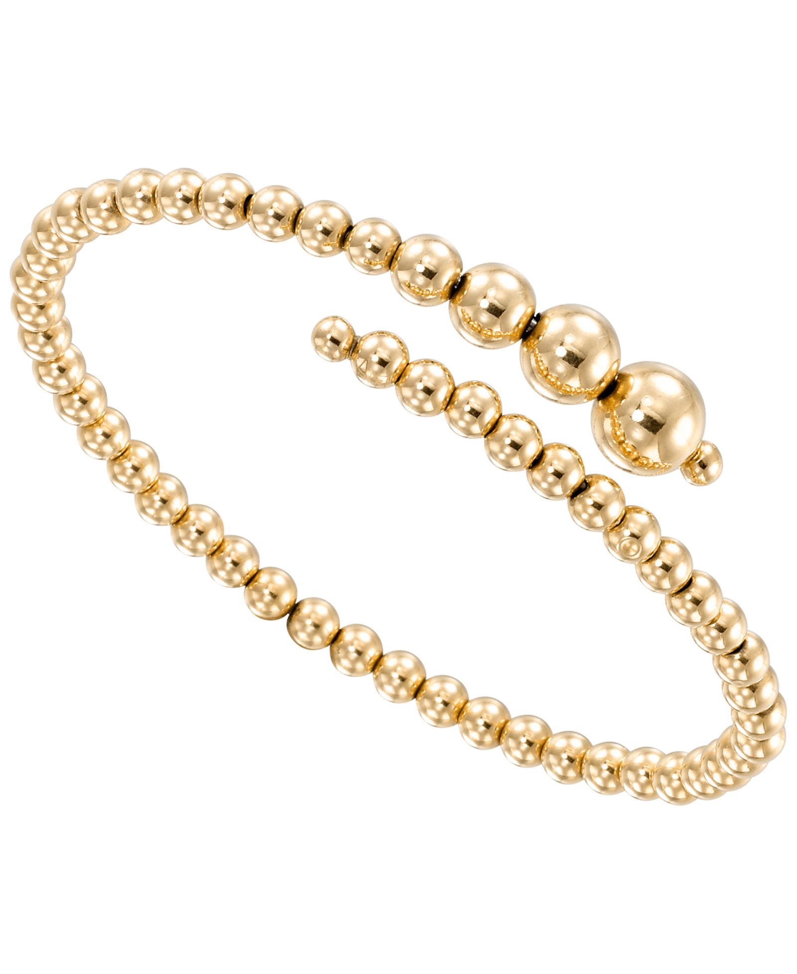 Macy's Flexible Bypass Graduated High Polish Beaded Bangle in 10k Yellow Gold