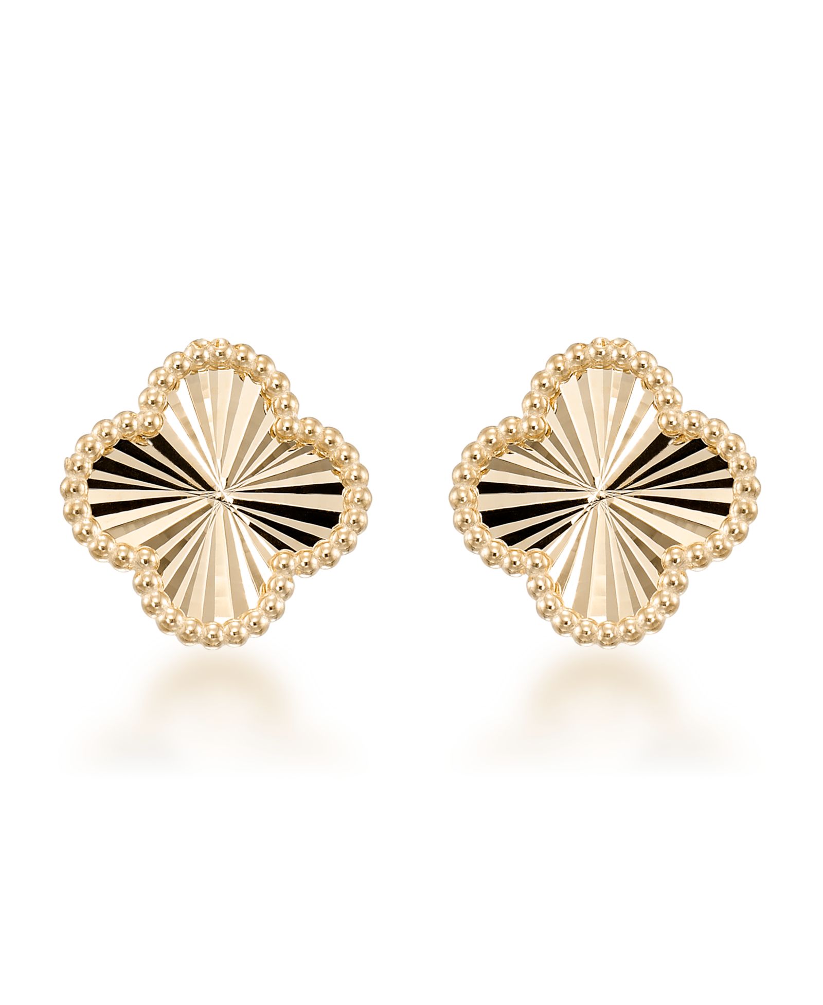 Серьги-гвоздики Macy's Textured Clover в 10k Yellow Gold