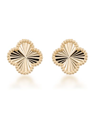 Серьги-гвоздики Macy's Textured Clover в 10k Yellow Gold