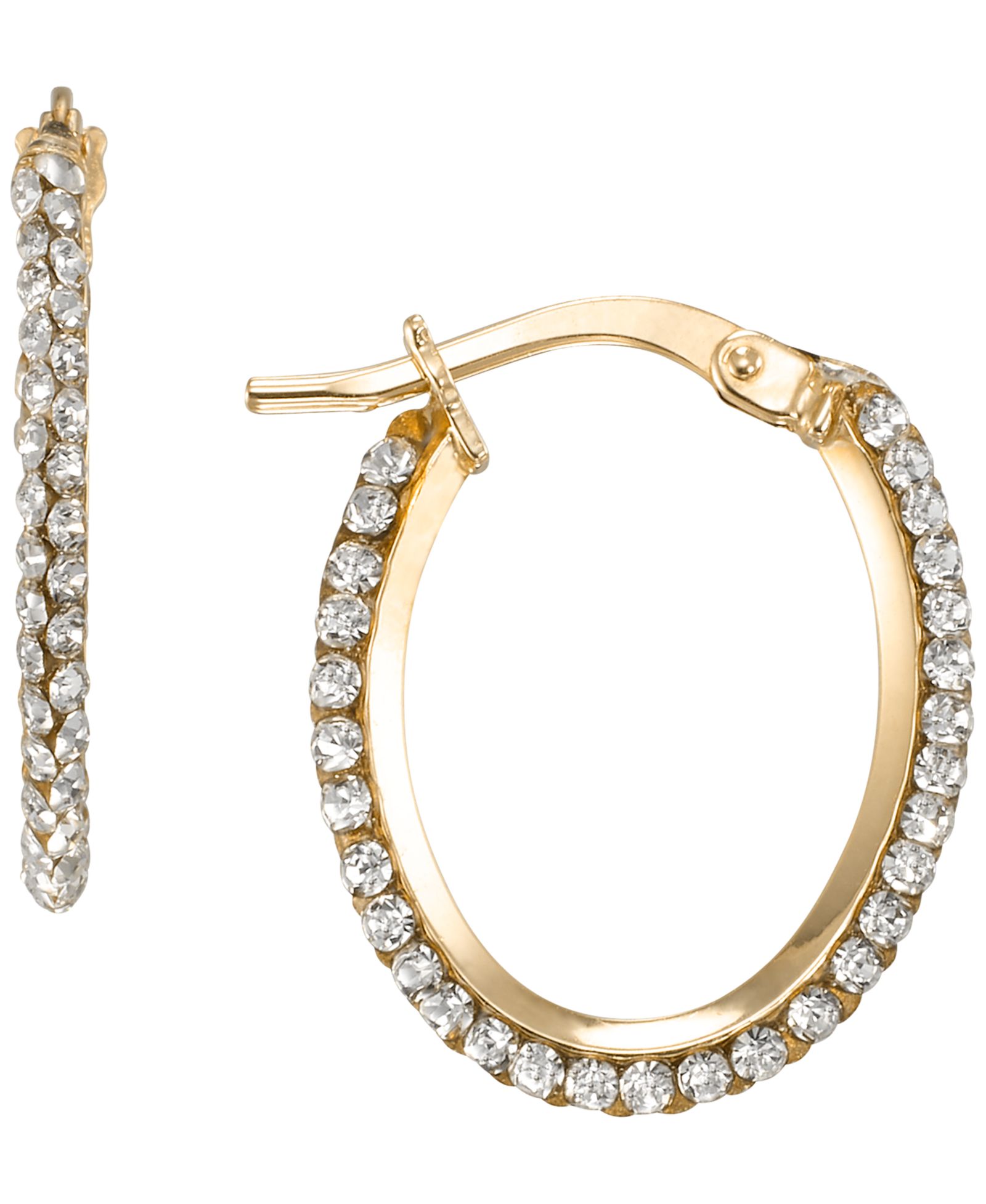 Серьги-кольца Macy's Clear Crystal Oval в 10k Yellow Gold