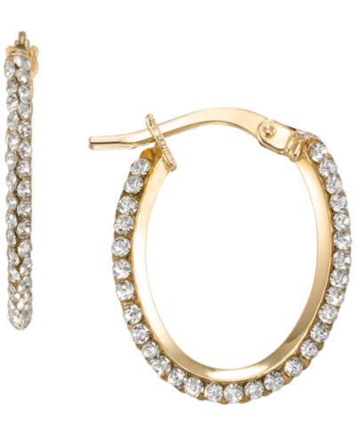 Серьги-кольца Macy's Clear Crystal Oval в 10k Yellow Gold