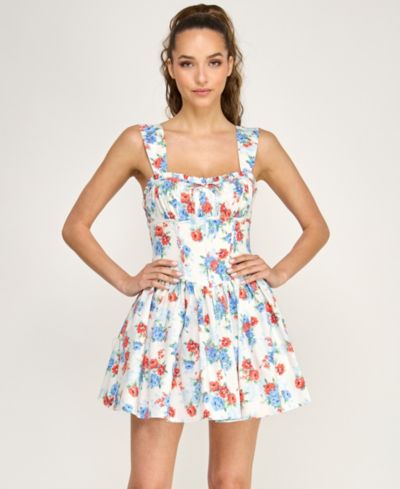Женское цветочное платье Alex & Sophia Juniors' Sweetheart Neck Floral