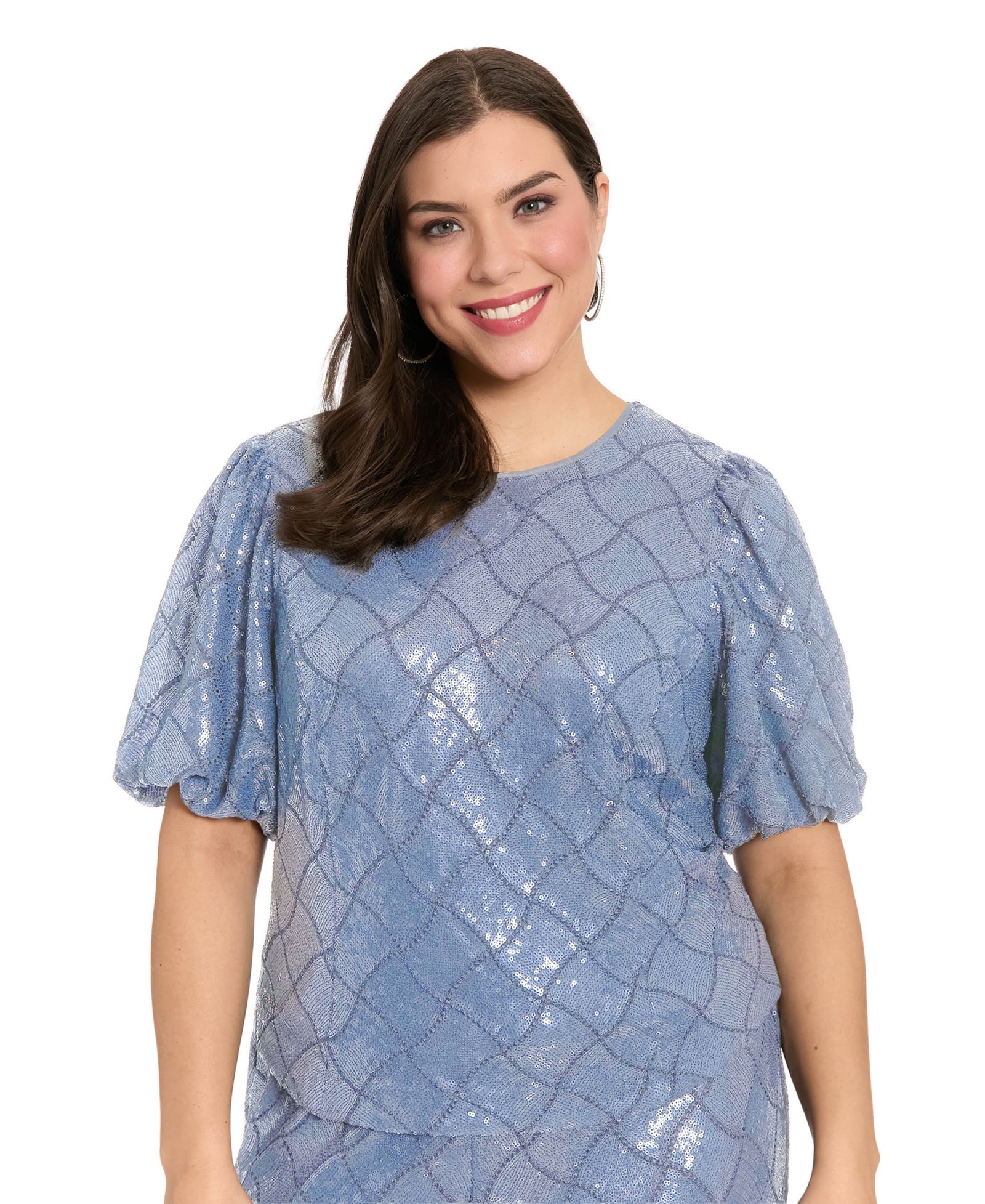 Женский топ Muse Plus Size Jewel Neck Bubble-Sleeve