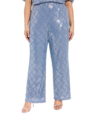Muse Plus Size Sequined Pull-On Pants