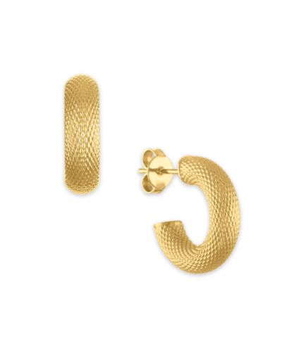 Серьги-кольца Macy's Diamond Cut Sparkle в золоте 10k Gold