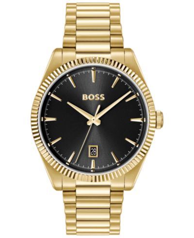 Hugo Boss Men's Cheswick Quartz Ionic Plated Thin Gold Steel Watch, 40mm