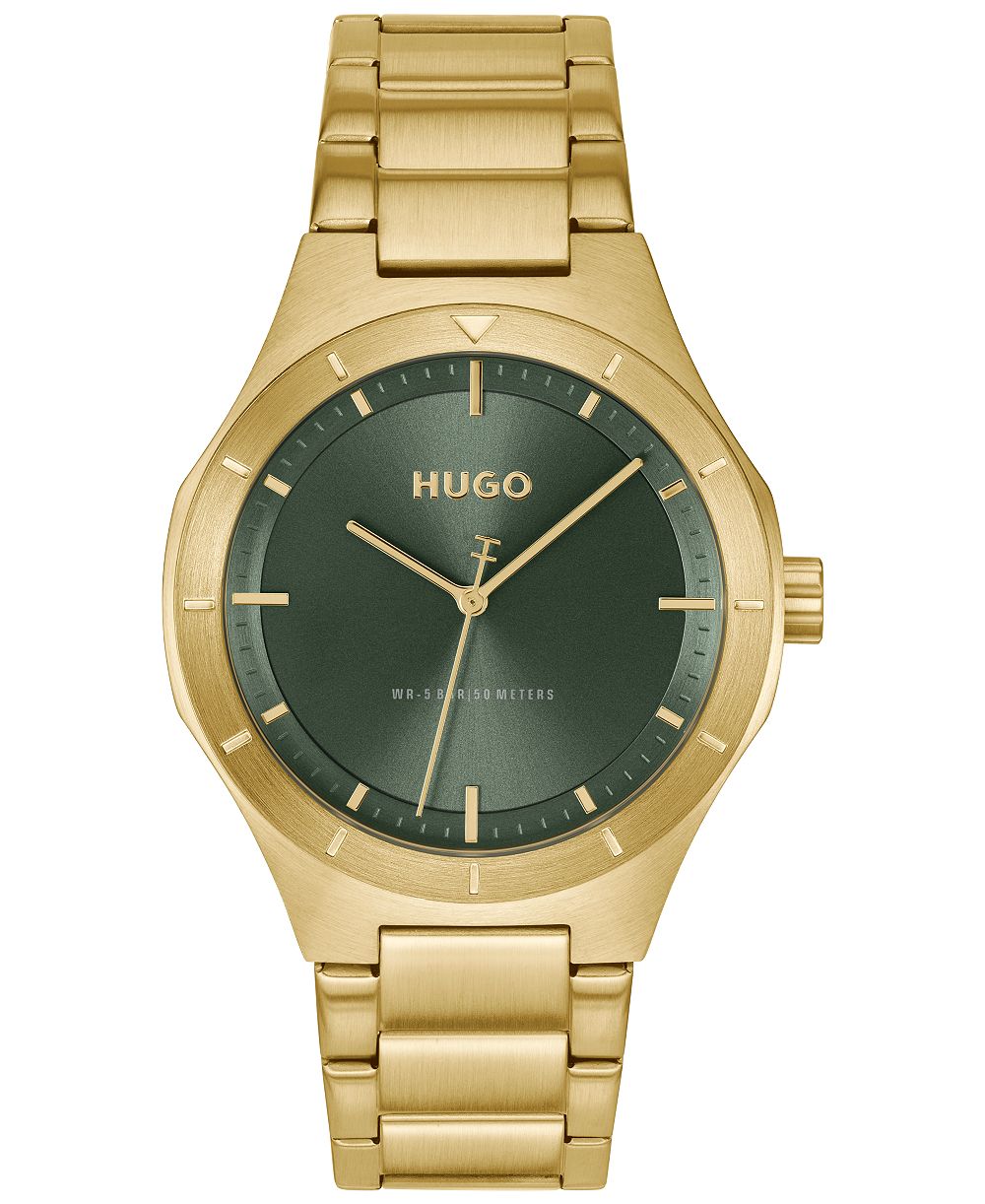 Мужские часы Hugo Boss Lit Quartz Ionic Plated Thin Gold Steel, 42mm