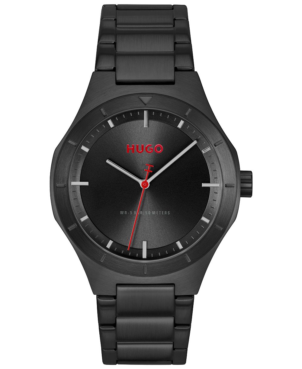 Hugo Boss Men's Lit Quartz Ionic Plated Black Steel Watch, 42mm