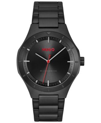 Hugo Boss Men's Lit Quartz Ionic Plated Black Steel Watch, 42mm