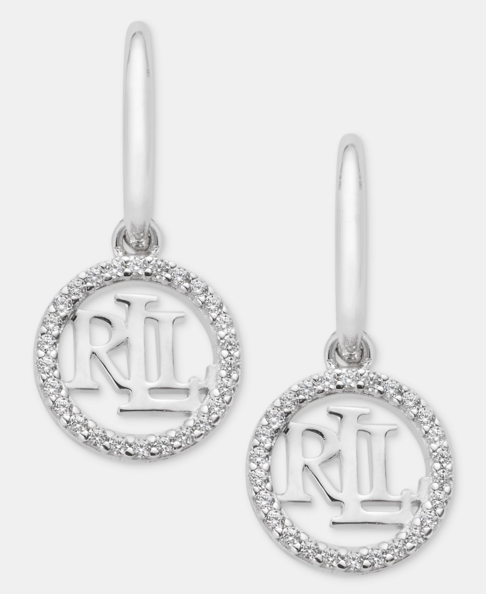 Серьги-подвески Lauren Ralph Lauren Crystal Logo из стерлингового серебра