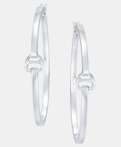 Lauren Ralph Lauren серьги-кольца Equestrian 40mm из стерлингового серебра