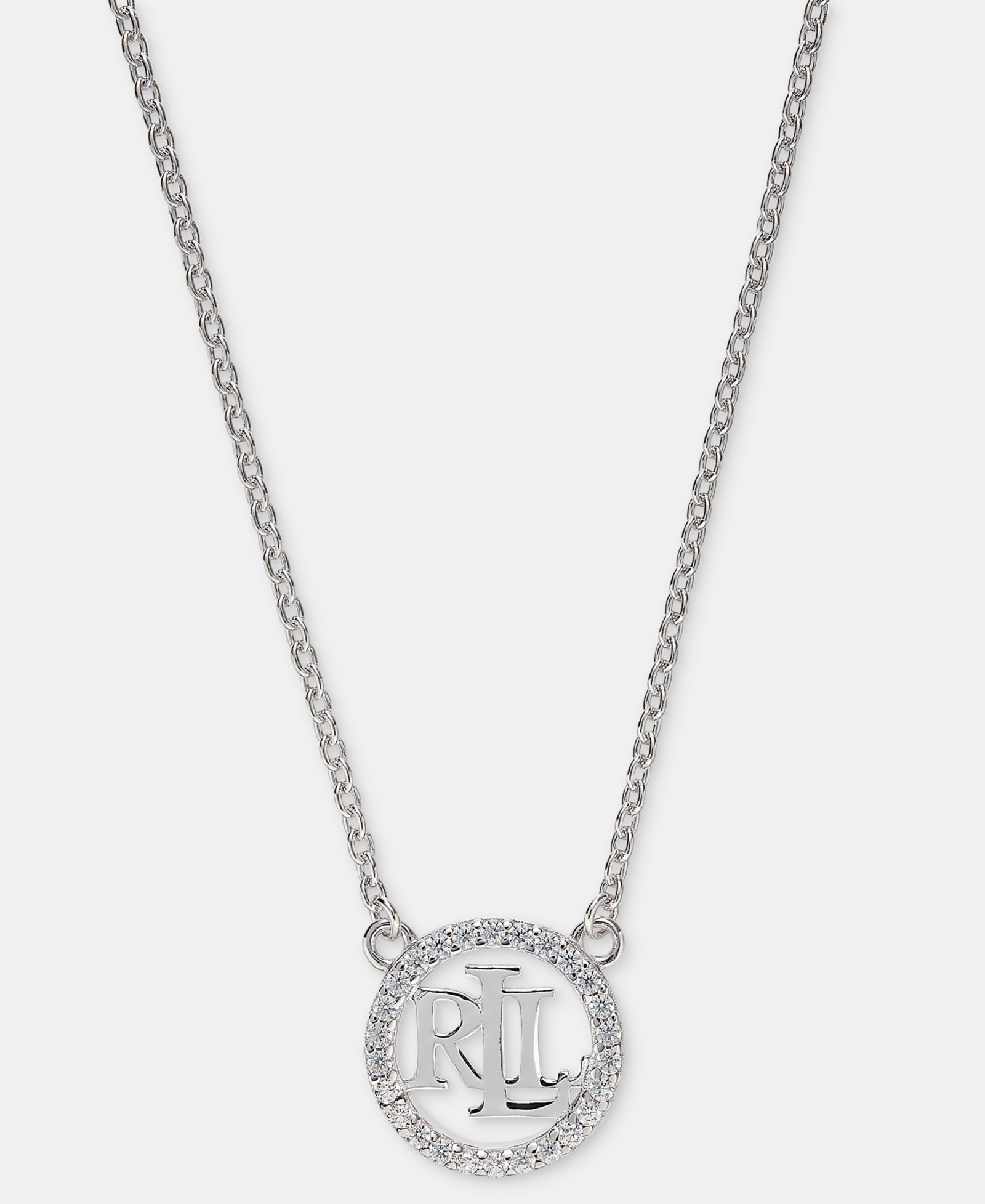 Lauren Ralph Lauren кулон с логотипом из фианитов в серебряном покрытии