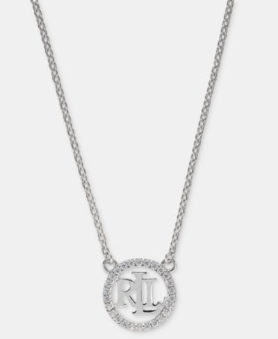 Lauren Ralph Lauren кулон с логотипом из фианитов в серебряном покрытии