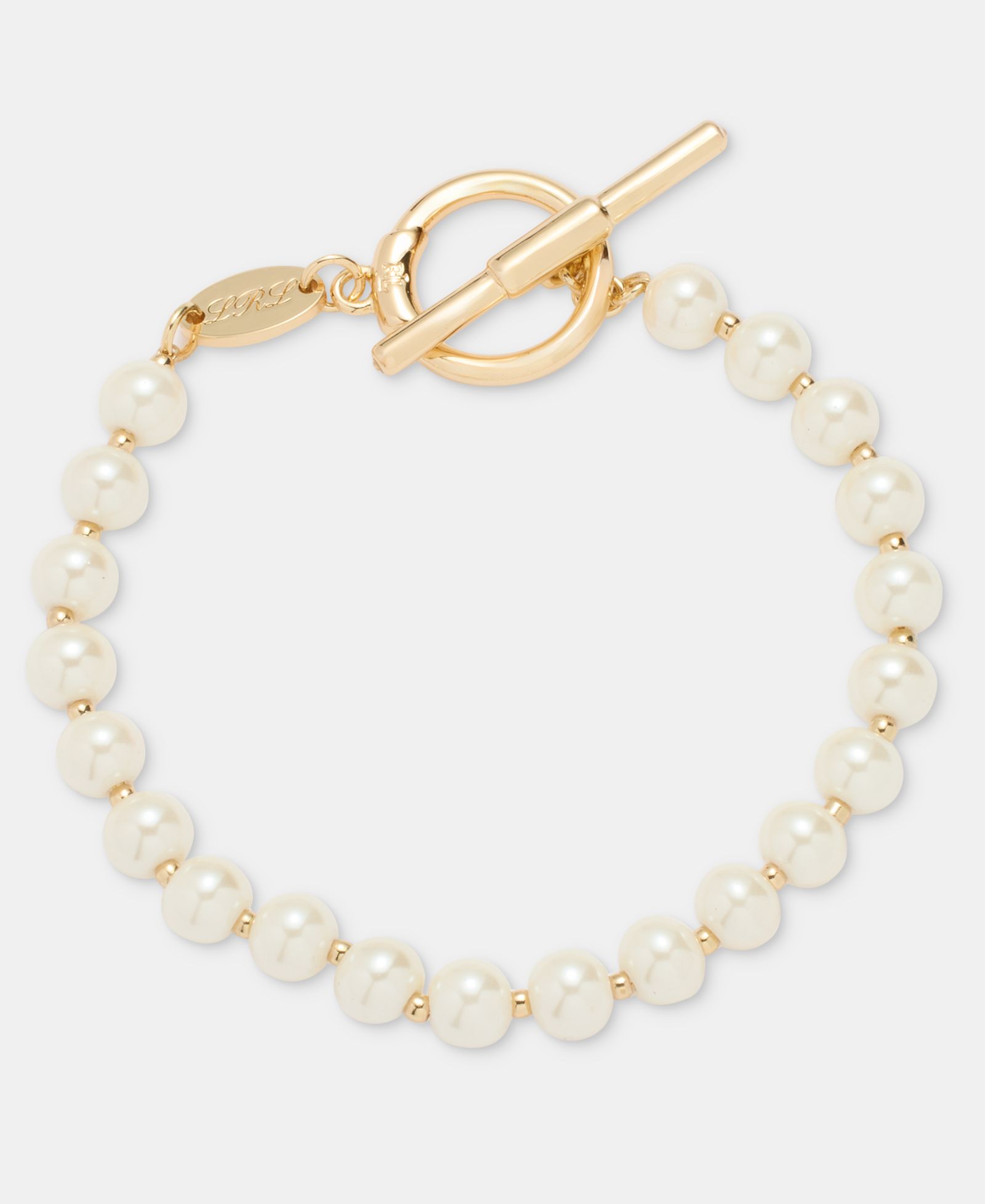 Lauren Ralph Lauren Imitation Pearl Logo Flex Bracelet