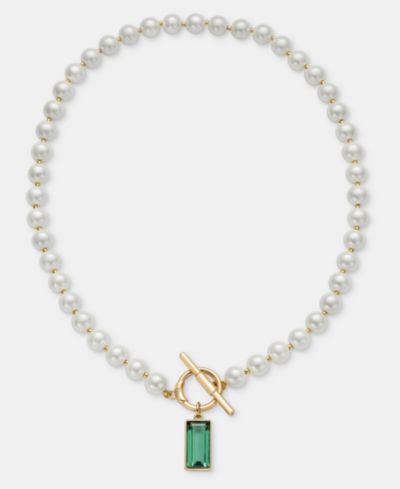Подвеска-кулон Lauren Ralph Lauren с камнями и имитацией жемчуга, 16"