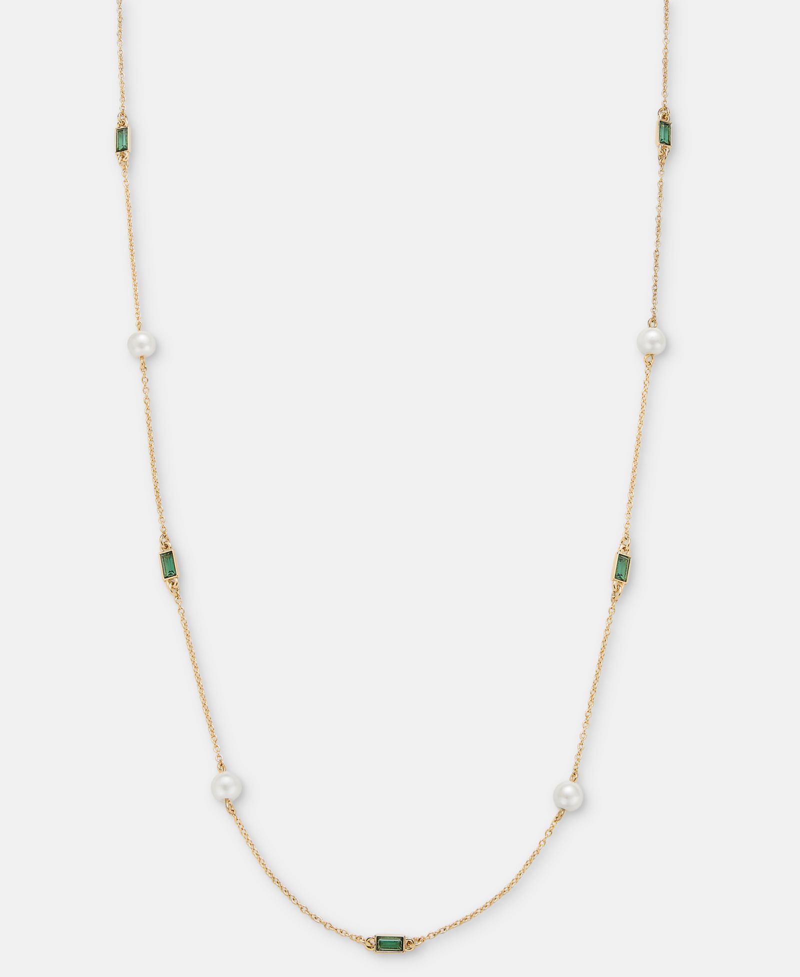 Ожерелье Lauren Ralph Lauren с камнями Baguette и имитацией жемчуга, 36"