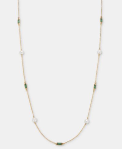 Ожерелье Lauren Ralph Lauren с камнями Baguette и имитацией жемчуга, 36"