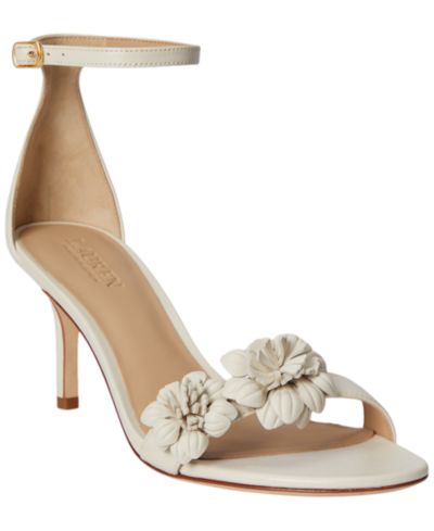Lauren Ralph Lauren Women's Allie Mid-Heel Floral-Trim Sandals