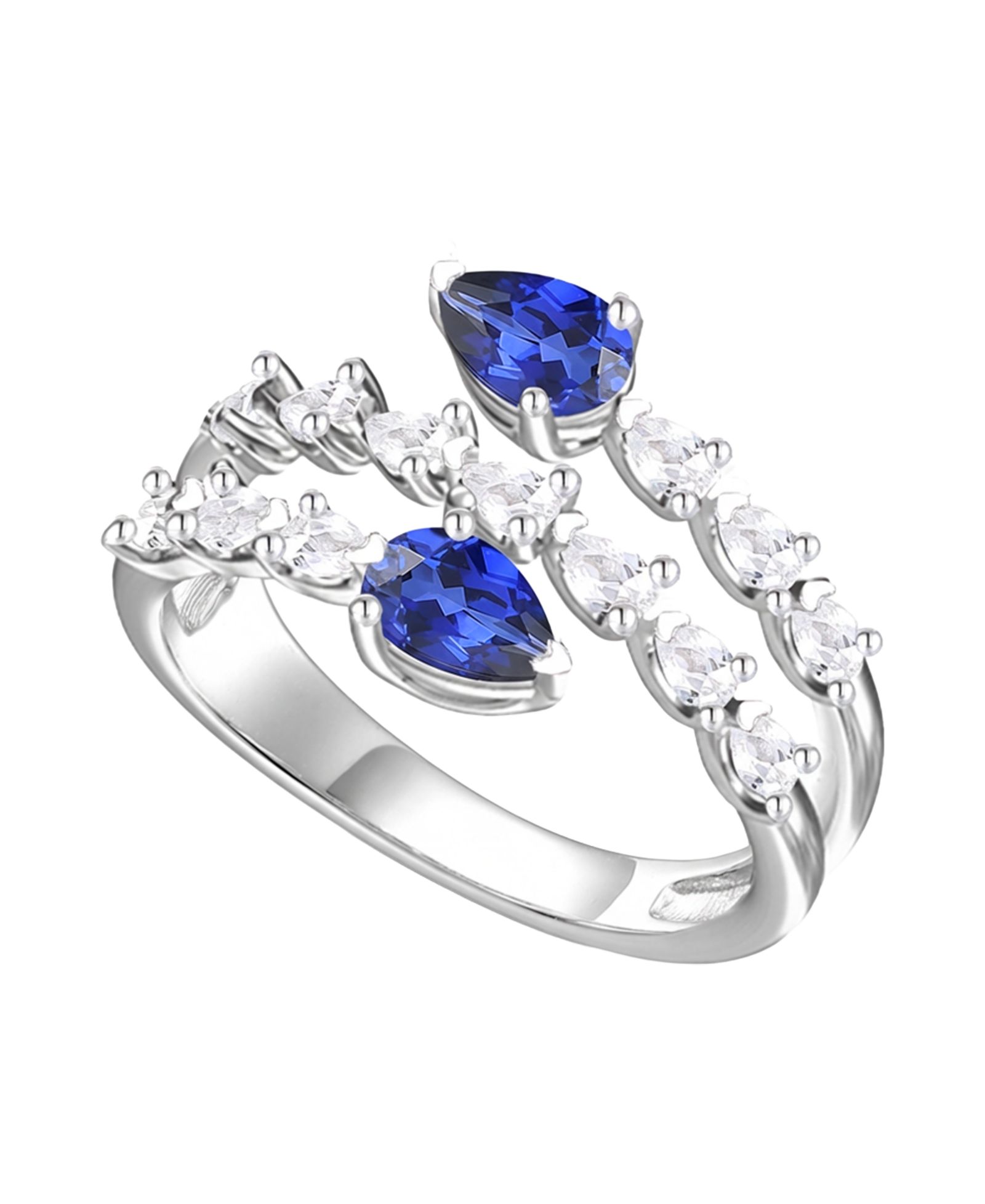 Macy's Blue Topaz (1 ct. t.w.) & Lab-Grown White Sapphire (2 ct. t.w.) Ring in Sterling Silver (Also Available in Multi-Stones)