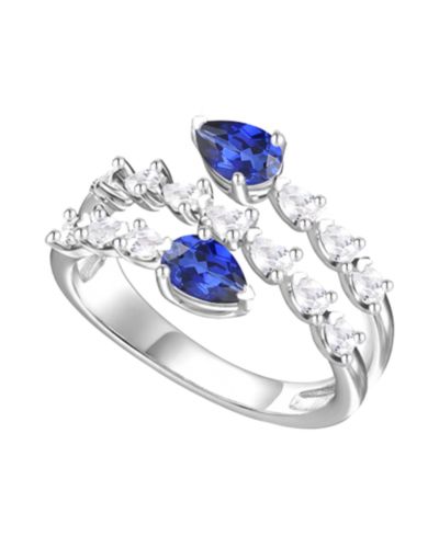 Кольцо Macy's Blue Topaz & Lab-Grown White Sapphire Sterling Silver