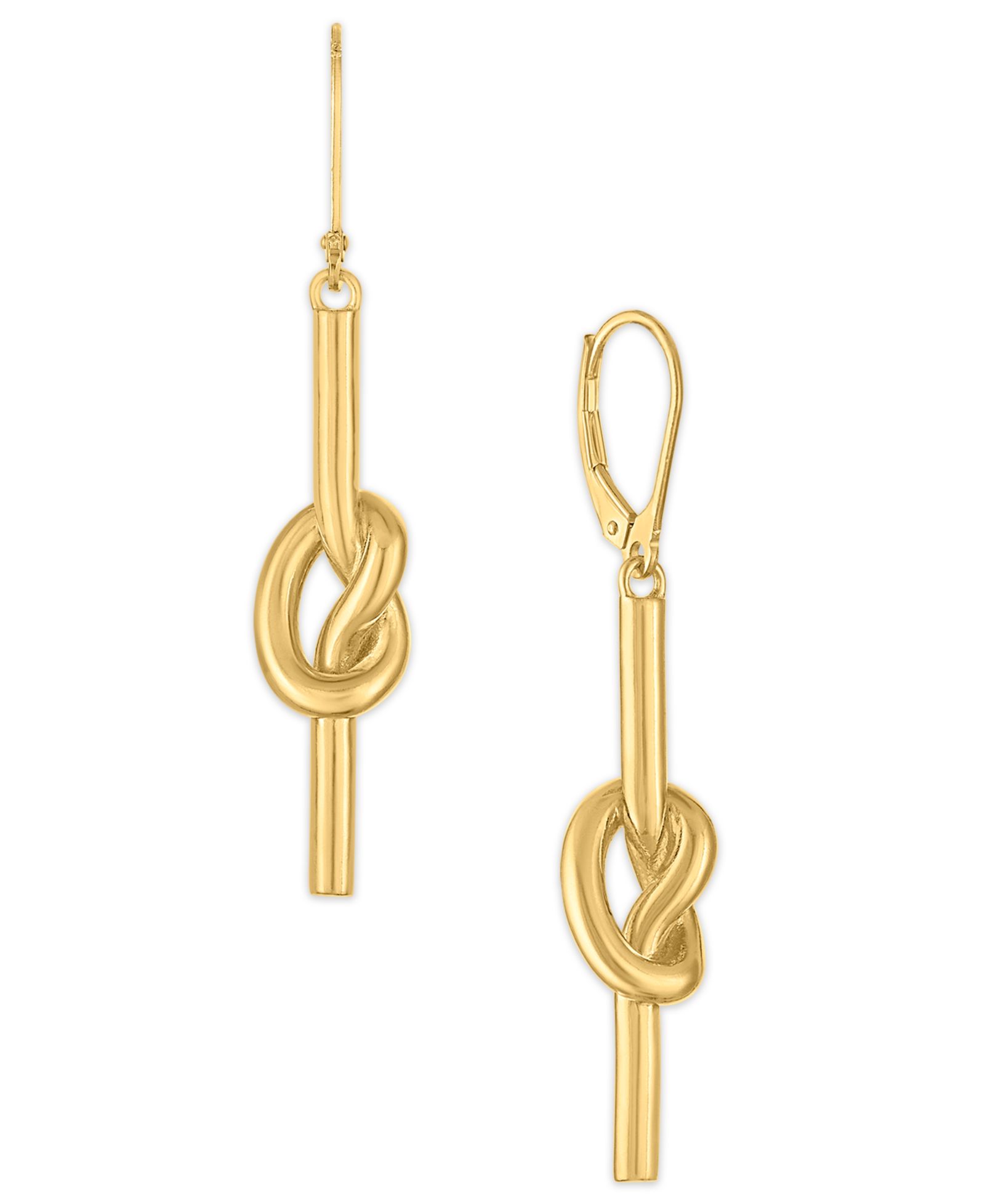 Macy's серьги-подвески Polished Love Knot, 14k золото на стерлинговом серебре