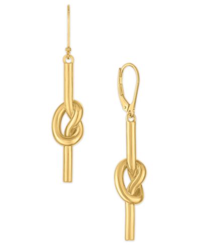 Macy's серьги-подвески Polished Love Knot, 14k золото на стерлинговом серебре