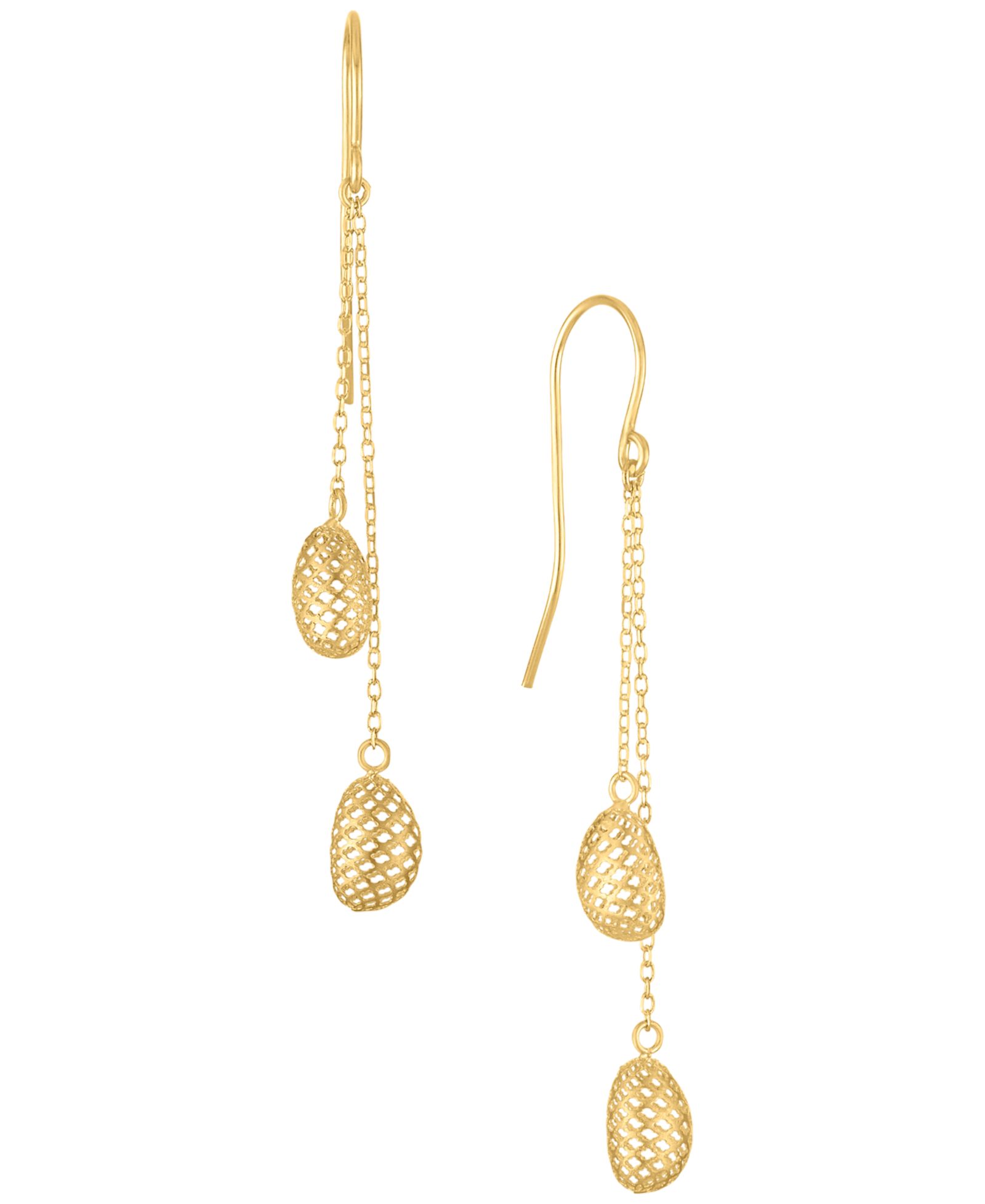Серьги Dalyn Polished Textured Bead Drop в 10k Yellow Gold