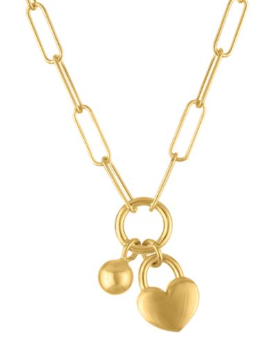 Подвеска Macy's Heart & Ball из золота 14k на стерлинговом серебре