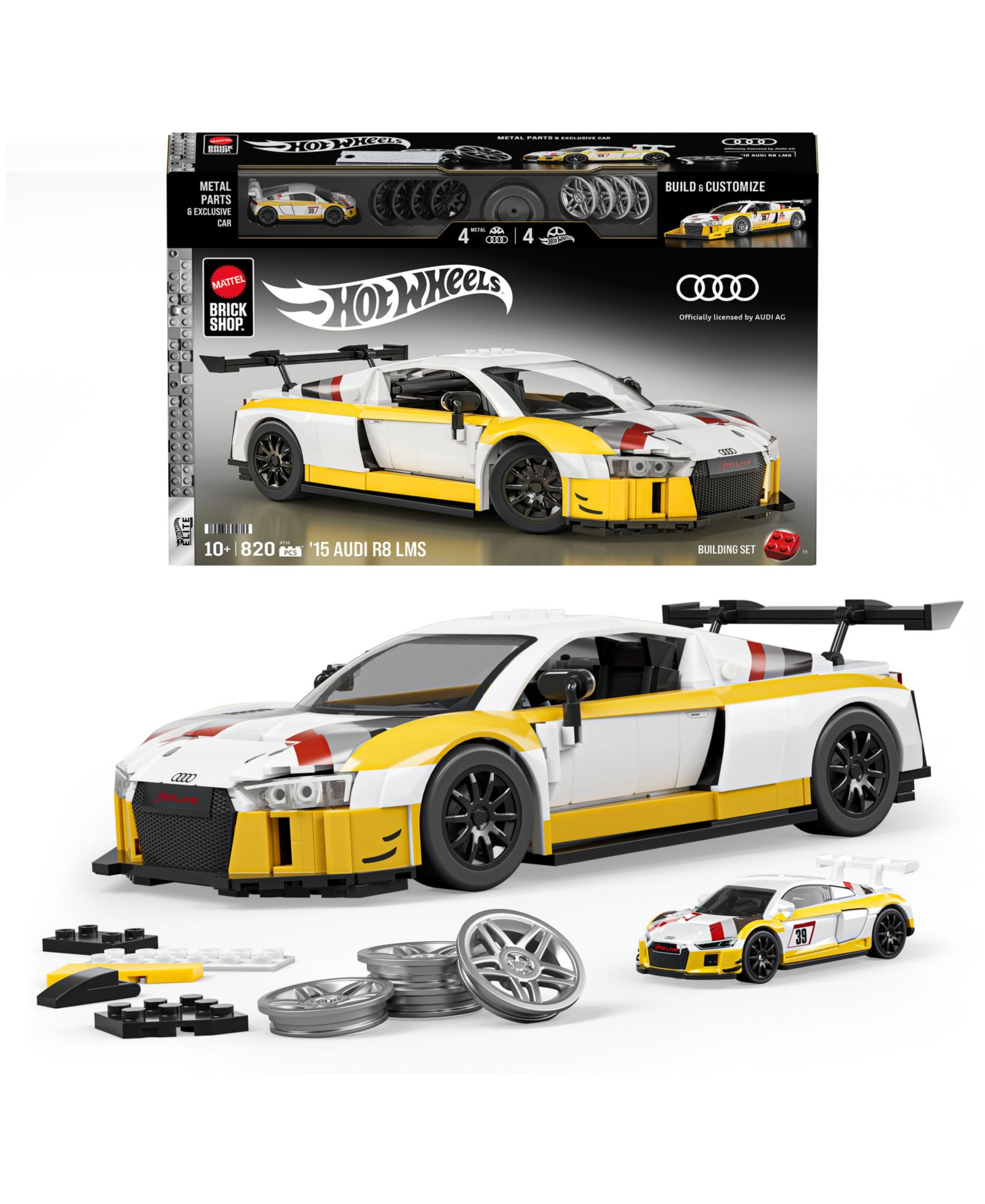 Mattel Brick Shop Audi R8 LMS Elite 820-Piece Building Set, Ages 10+