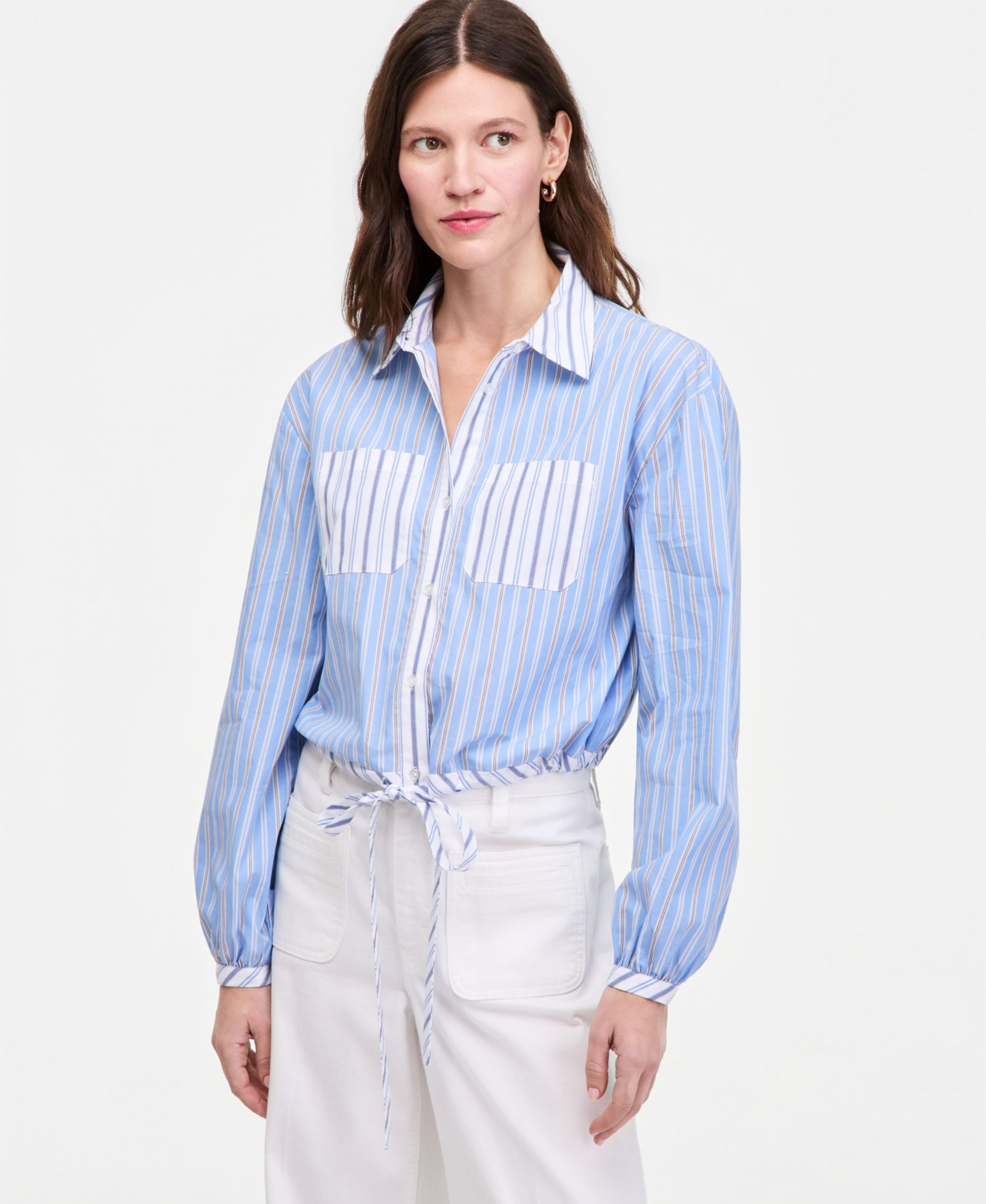 Женская укороченная рубашка On 34th Stripe Tie-Hem