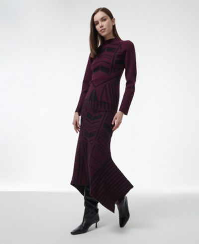 Leem Women's Geometric Jacquard Fitted Knit Top