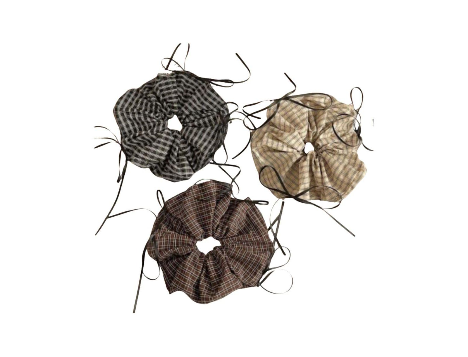 Headbands of Hope Women's Oversized Ribbon Scrunchie Set of 3 - Plaid Bows