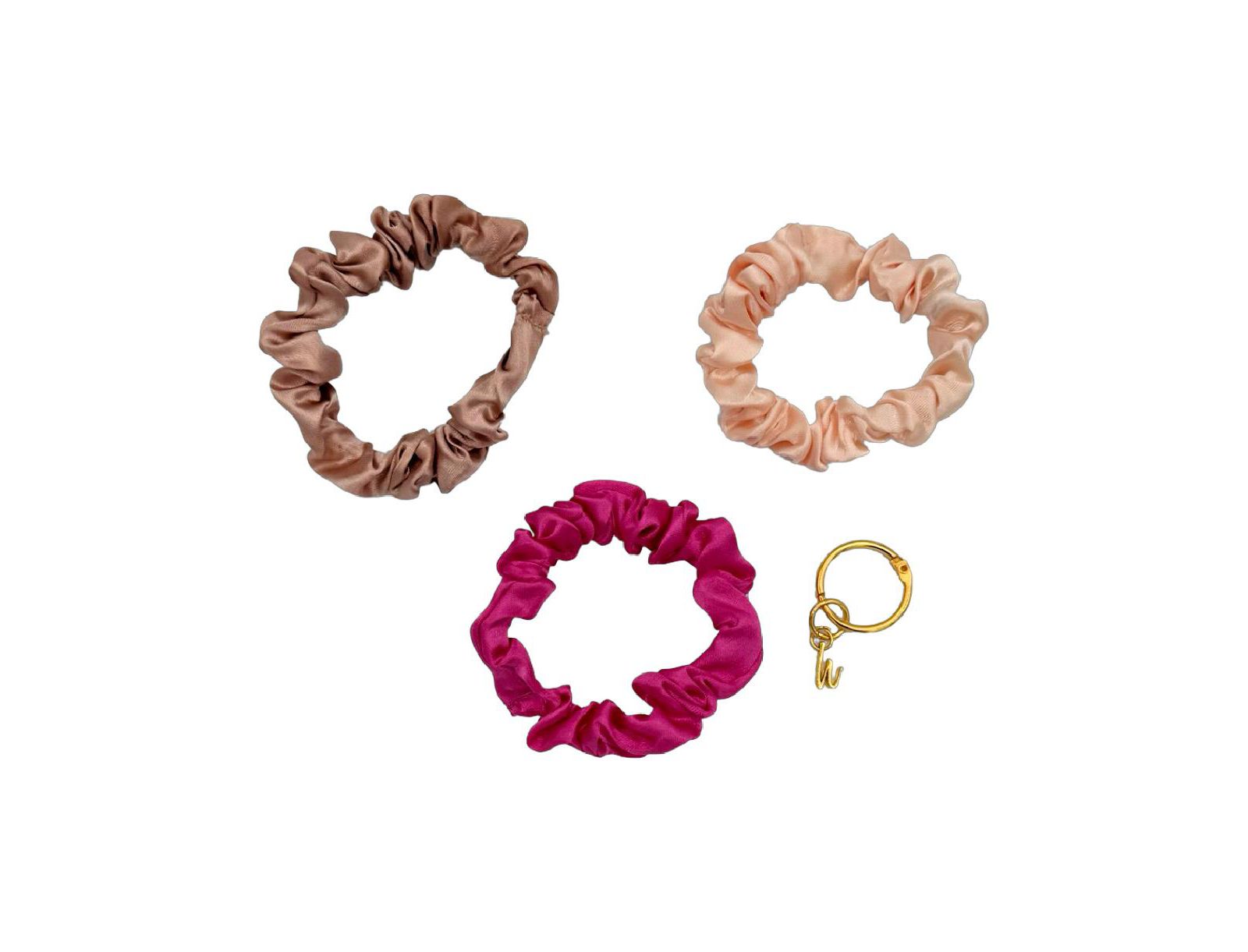 Headbands of Hope Women's Satin Scrunchie Set - Hot Pink, Light Pink, Mauve