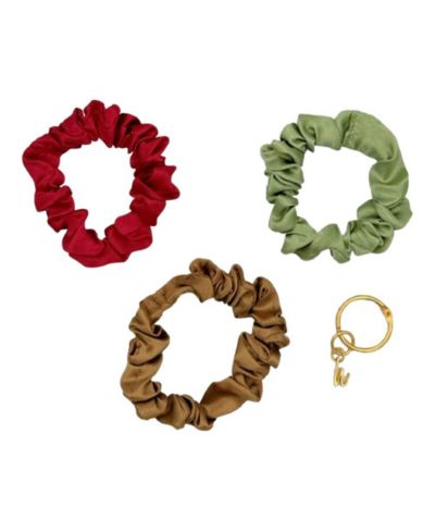 Headbands of Hope Women's Satin Scrunchie Set - Olive, Burgundy, Gold