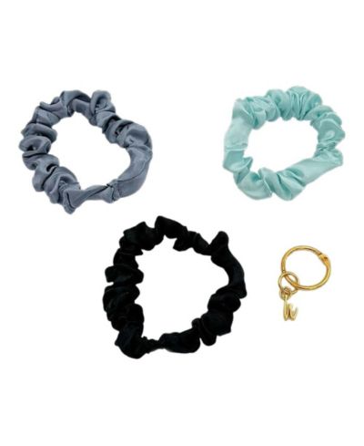 Headbands of Hope Women's Satin Scrunchie Set - Black, Gray, Light Blue