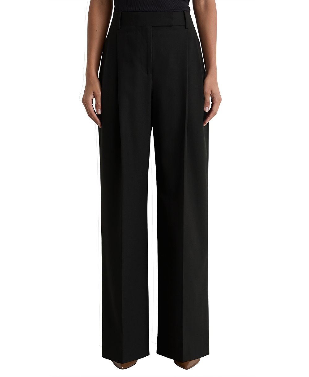 Женские широкие брюки REISS из шерстяной смеси со складками