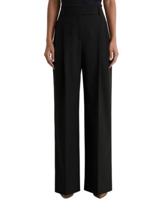 REISS Petite Pleated Wide-Leg Wool-Blend Pants