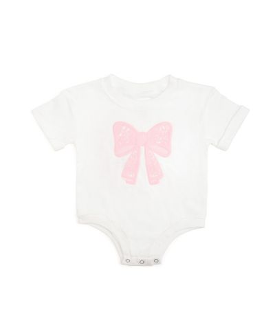 Sweet Wink Baby Girls Lace Bow Puff Ink Long Sleeve Romper