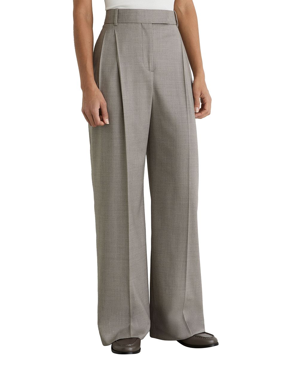 REISS Women's Darcy Wool-Blend Wide-Leg Pleated Trousers