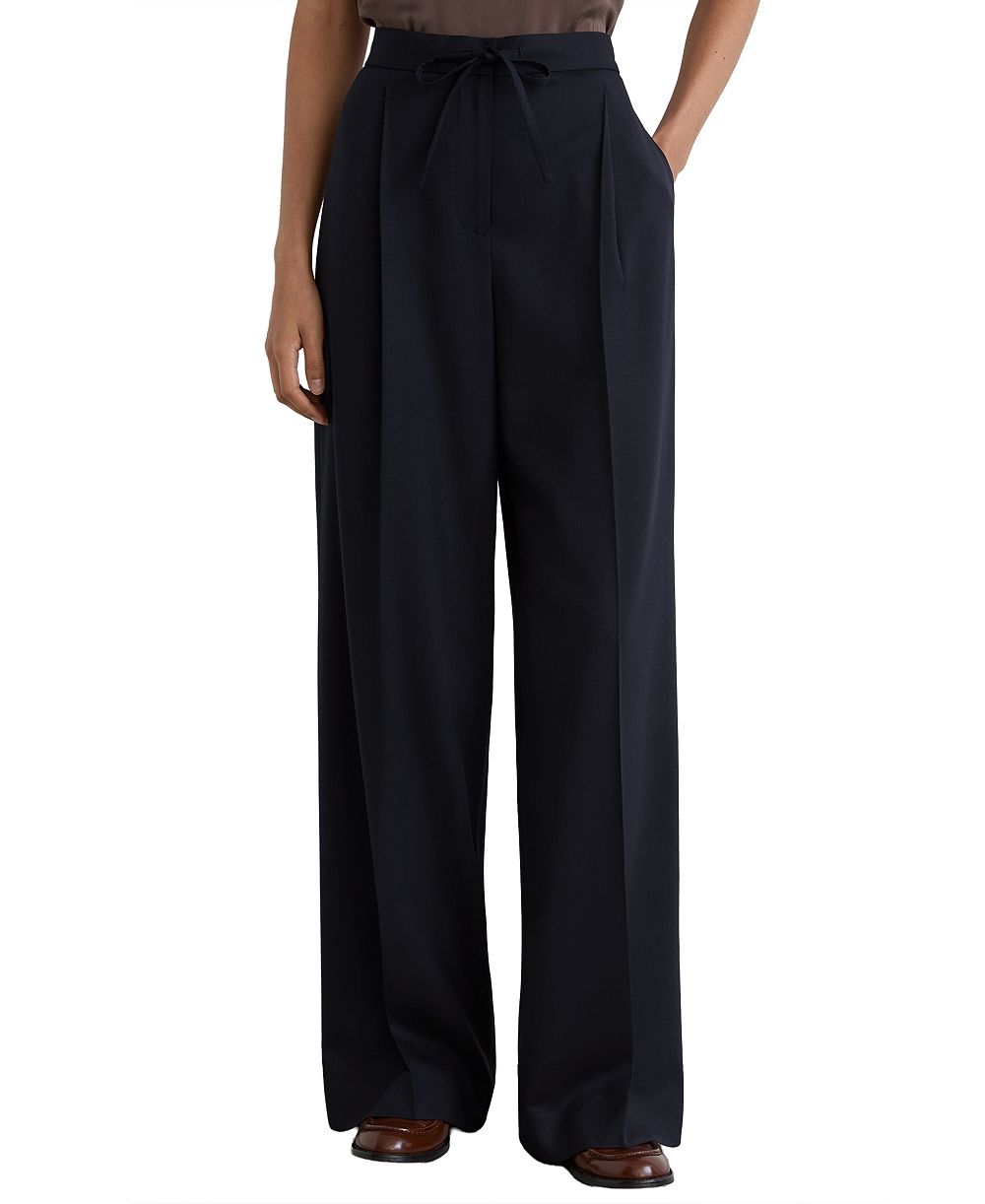 REISS Women's Solene Wool-Blend Pleated Wide-Leg Trousers