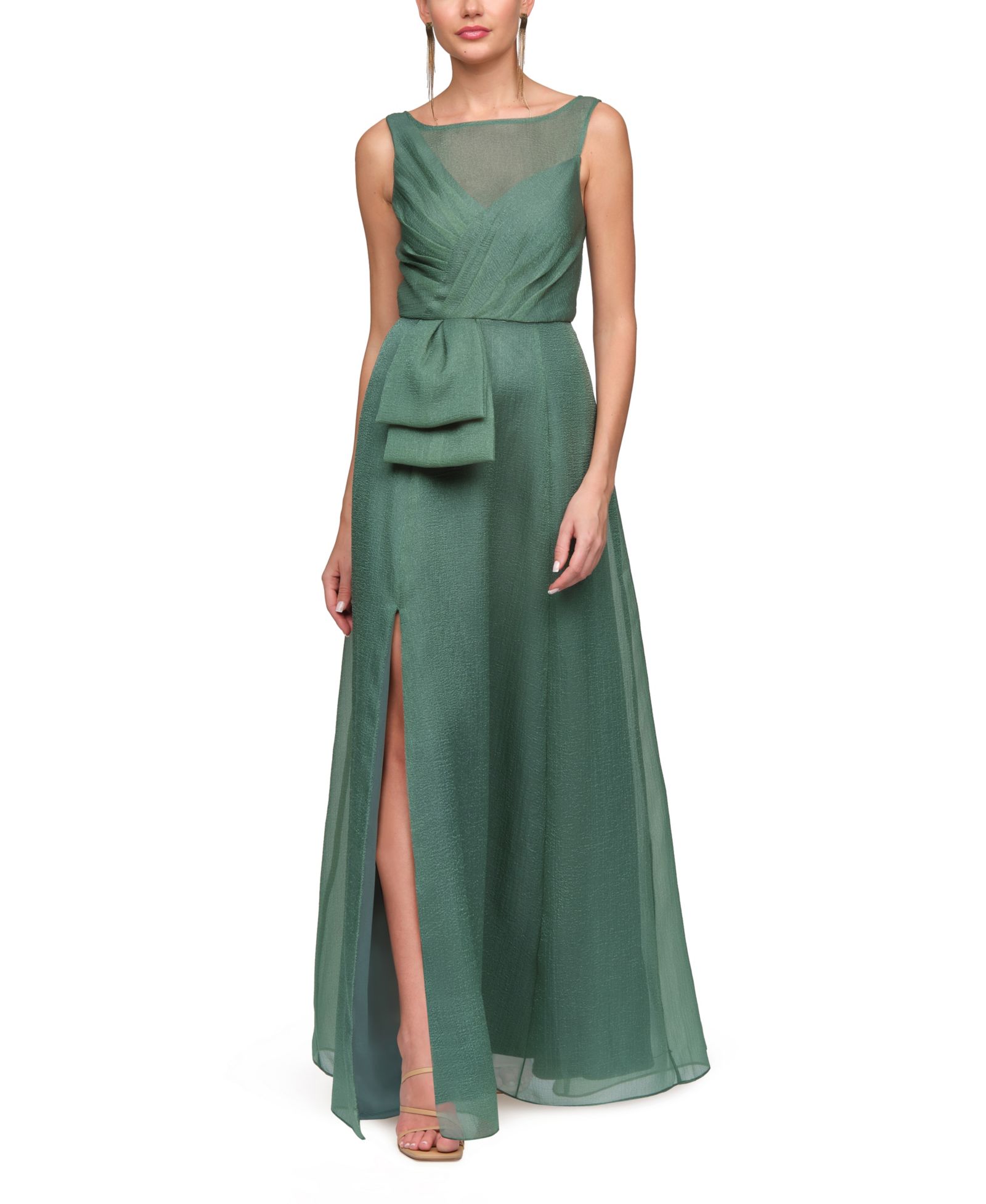 JS Collections Women's Boat Neck Carey Organza Gown