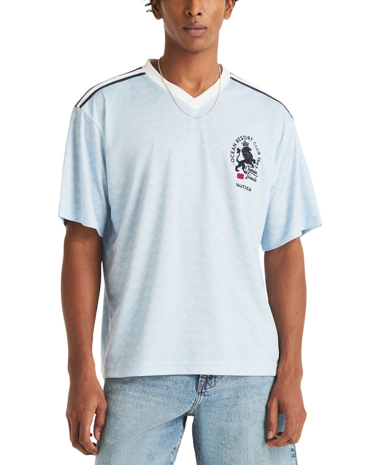 Nautica Men's Shadow Printed Soccer V-Neck Jersey