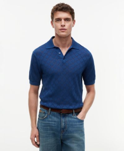 Мужской поло Tommy Hilfiger Regular-Fit Open Knit Pattern Short-Sleeve Sweater