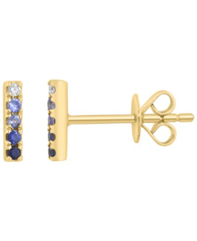 EFFY Collection Серьги с сапфиром и бриллиантом в желтом золоте 14k