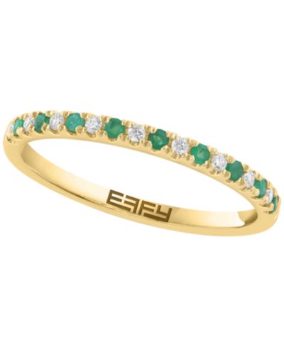 Кольцо EFFY Collection с изумрудом (1/10 ct. t.w.) и бриллиантом (1/10 ct. t.w.) из желтого золота 14k