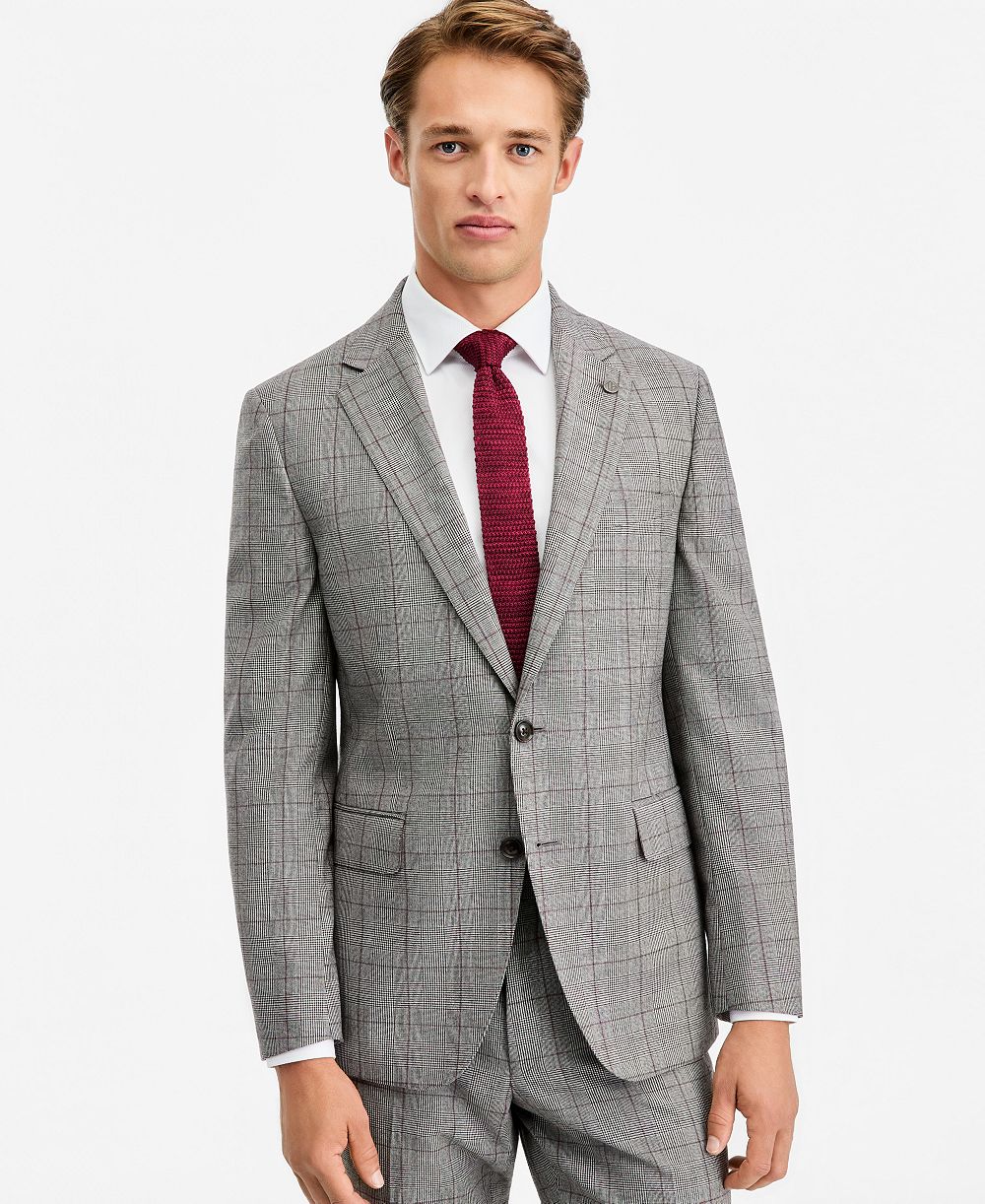 Мужской пиджак Ted by Ted Baker Modern-Fit в серый и винный клетку