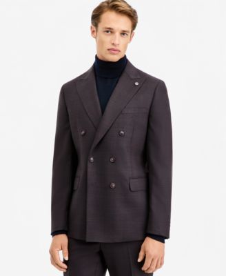 Мужской двубортный пиджак Ted by Ted Baker, бордовая клетка, современный крой