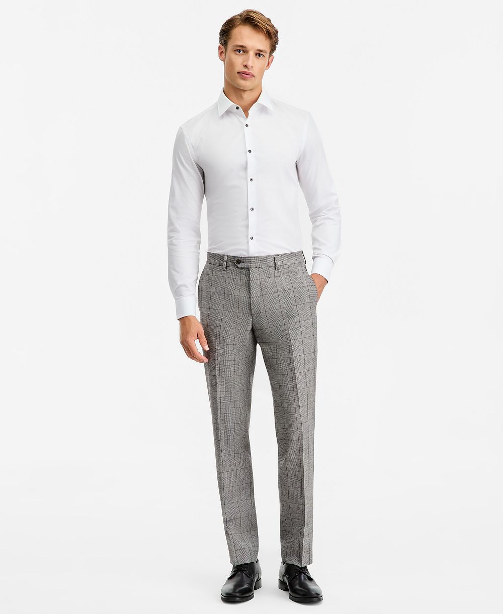 Ted by Ted Baker Мужские брюки от костюма Modern-Fit, серо-винная клетка