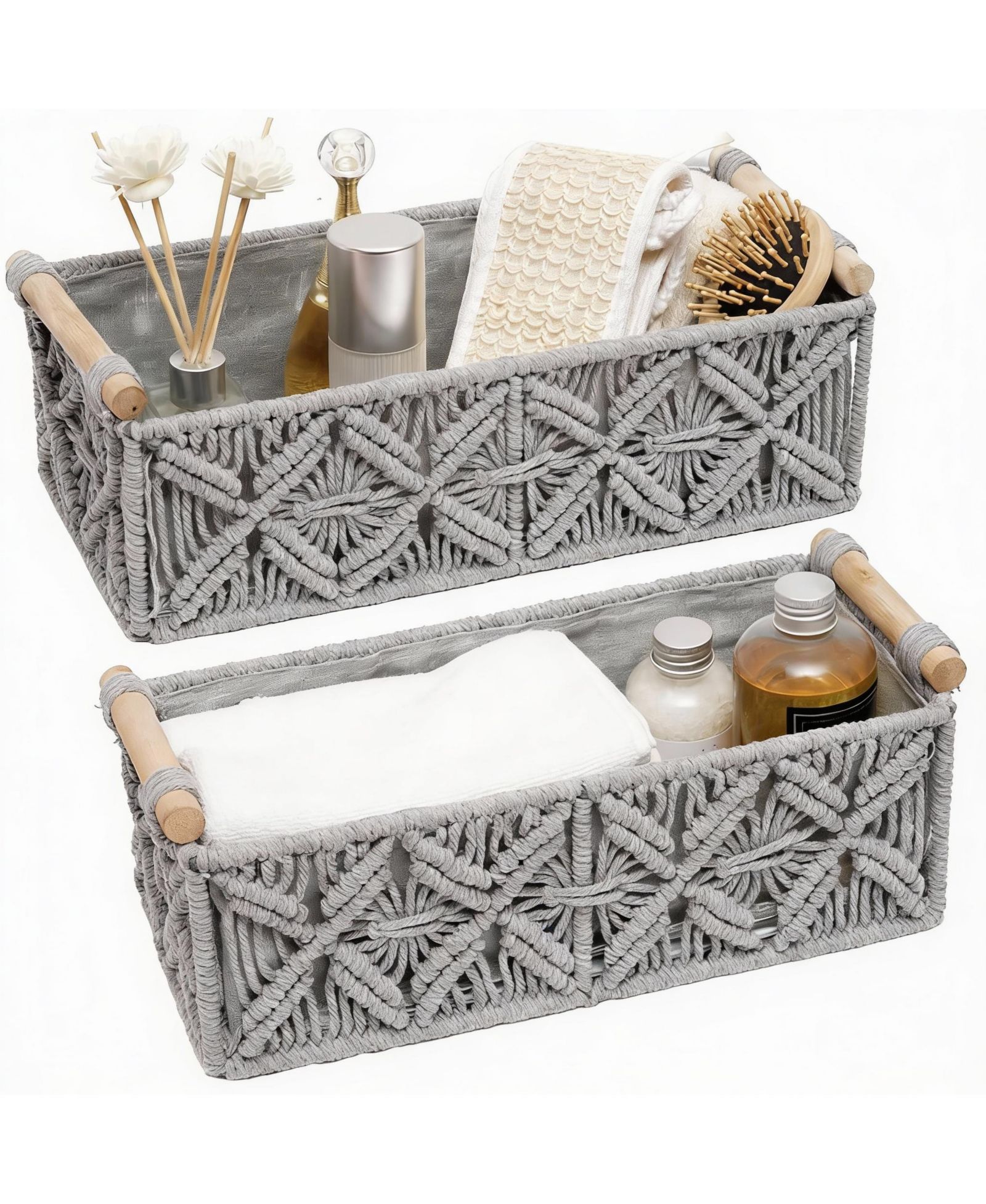 YIGII Handmade Cotton Rope Storage Baskets - Multiroom Decor & Organization